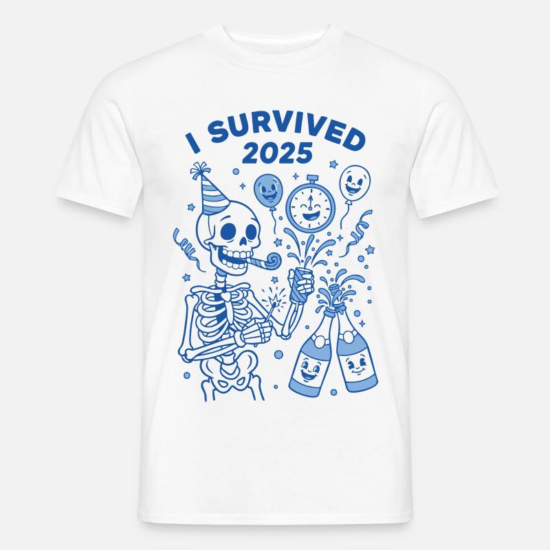 I Survived 2025 Skeleton Celebration Fun - Men's T-Shirt - white