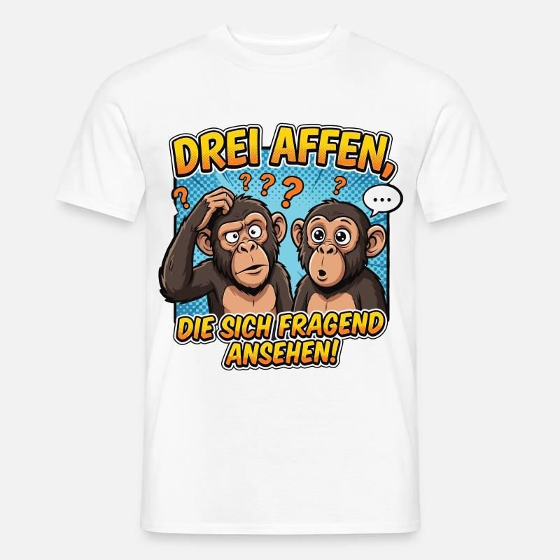 Three Monkeys Confusion – Funny Comic Design - Men’s T-shirt - white
