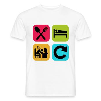 Mange, Dors, travaille, répète une citation drôle, travail - T-shirt homme - blanc - Devant - AI Model Male 178 dark (178cm)