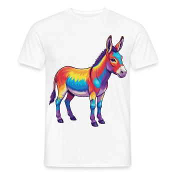 Bunte Eselregenbogen-Pop-Art-Aquarell - Männer T-Shirt - Weiß - Vorne - AI Model Male 178 dark (178cm)