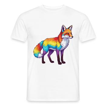 Buntes Fuchs-Regenbogen-Pop-Art-Aquarell - Männer T-Shirt - Weiß - Vorne - AI Model Male 178 dark (178cm)