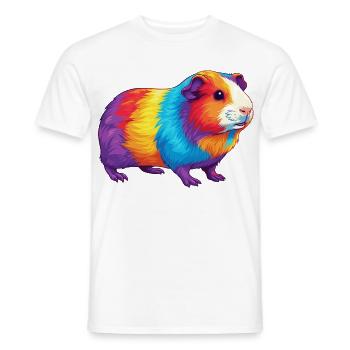 Buntes Meerschweinchen-Regenbogen-Pop-Art-Aquarell - Männer T-Shirt - Weiß - Vorne - AI Model Male 178 dark (178cm)