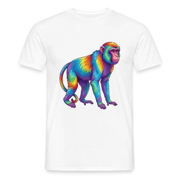 Bunte Affen-Regenbogen-Pop-Art-Aquarell - Männer T-Shirt - Weiß - Vorne - AI Model Male 178 dark (178cm)