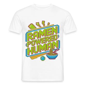 Ramen Powered Human Loves Noodle Bowl Ramen Chef - Men's T-Shirt - white - Front - AI Model Male 178 dark (178cm)