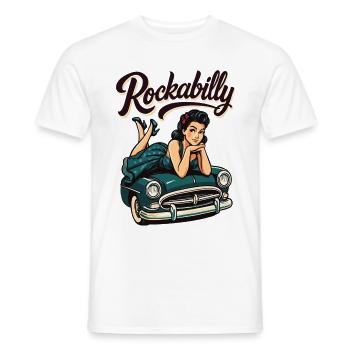 Cadeau de fille pin-up pour voitures vintage rockabilly - T-shirt homme - blanc - Devant - AI Model Male 178 dark (178cm)