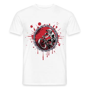 BMX Sprung durch eine Kette - Männer T-Shirt - Weiß - Vorne - AI Model Male 178 dark (178cm)
