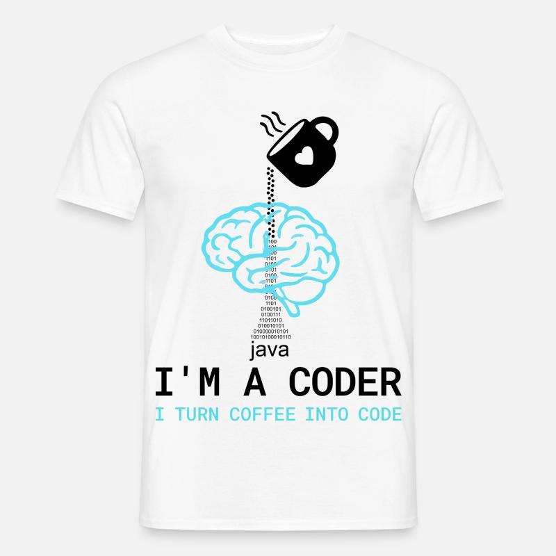 Coder T-Shirt: Coffee into Code – Nerdy Programmie - Men’s T-shirt - white