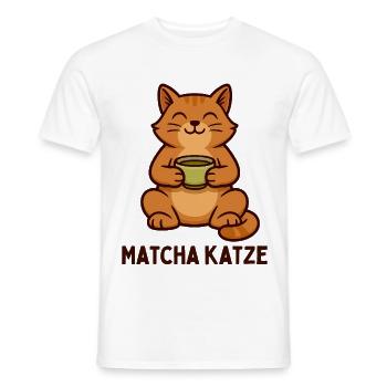 Matcha Katze Teegenuss - Männer T-Shirt - Weiß - Vorne - AI Model Male 178 dark (178cm)