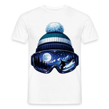 Skieur Après Ski Hat Ski Goggles Sports d’hiver - T-shirt homme - blanc - Devant - AI Model Male 178 dark (178cm)