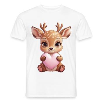 Petit faon au cœur - T-shirt homme - blanc - Devant - AI Model Male 178 dark (178cm)