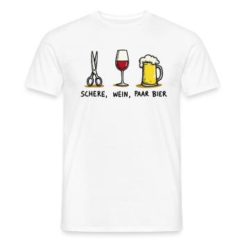Schere Wein Paar Bier Lustiges Party Wortspiel - Männer T-Shirt - Weiß - Vorne - AI Model Male 178 dark (178cm)