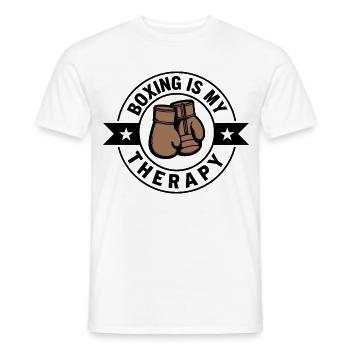 Boxing is my Therapy Boxen Sport Statement - Men's T-Shirt - white - Front - AI Model Male 178 dark (178cm)