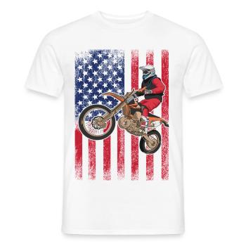 Drapeau américain du vélo de cross, - T-shirt homme - blanc - Devant - AI Model Male 178 dark (178cm)