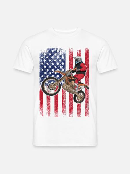 Dirt Biking USA Flag  - Men's T-Shirt - white