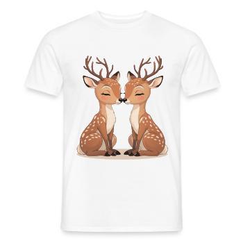 Kuschelige Reh-Duo Küssendes Motiv - Männer T-Shirt - Weiß - Vorne - AI Model Male 178 dark (178cm)