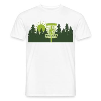 Disc Golf Sonnenaufgang im Wald - Männer T-Shirt - Weiß - Vorne - AI Model Male 178 dark (178cm)