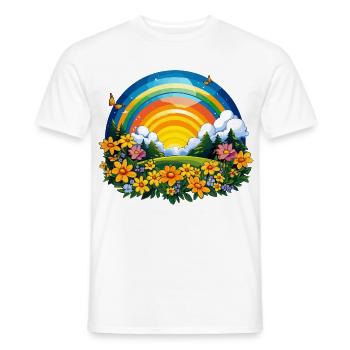 Blühender Regenbogen am Sonnenaufgang - Männer T-Shirt - Weiß - Vorne - AI Model Male 178 dark (178cm)
