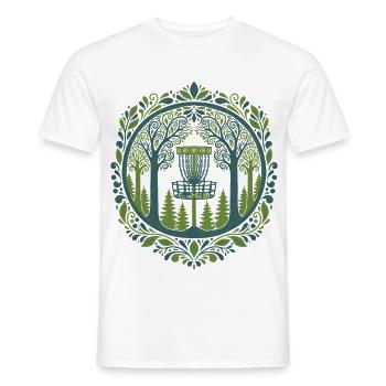 Disc-Golf-Korb in Woodland Scene Art - Männer T-Shirt - Weiß - Vorne - AI Model Male 178 dark (178cm)