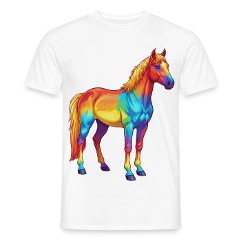 Buntes Pferderegenbogen-Pop-Art-Aquarell - Männer T-Shirt - Weiß - Vorne - AI Model Male 178 dark (178cm)