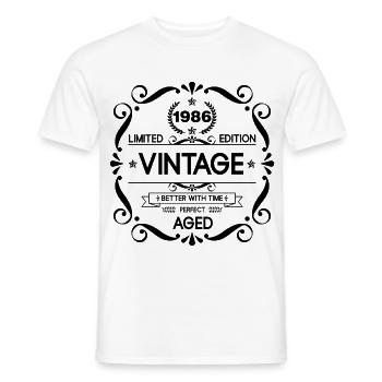 Vintage Limited Edition Born in 1986 Perfect Aged  - Männer T-Shirt - Weiß - Vorne - AI Model Male 178 dark (178cm)