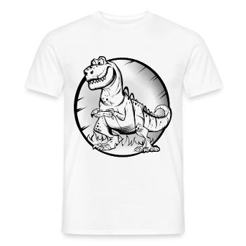 T Rex Gamer - Men's T-Shirt - white - Front - AI Model Male 178 dark (178cm)