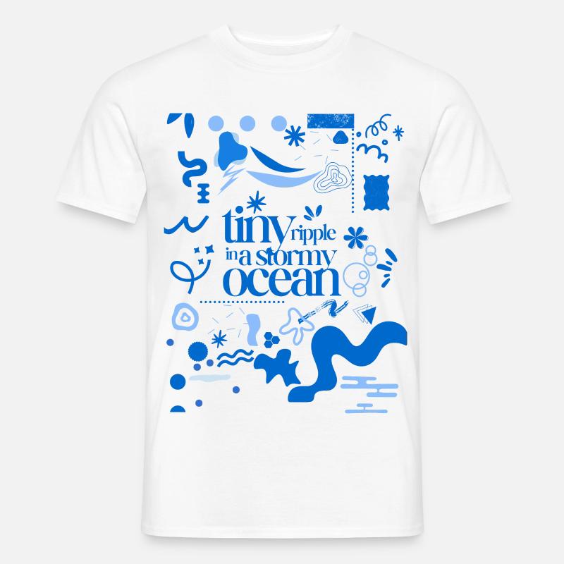 Petite ondulation dans un océan orageux (schéma chargé) - T-shirt homme - blanc