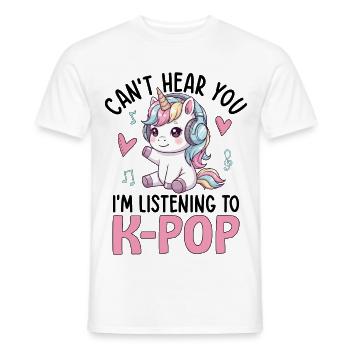 Je ne t’entends pas en écoutant de la K-Pop - T-shirt homme - blanc - Devant - AI Model Male 178 dark (178cm)