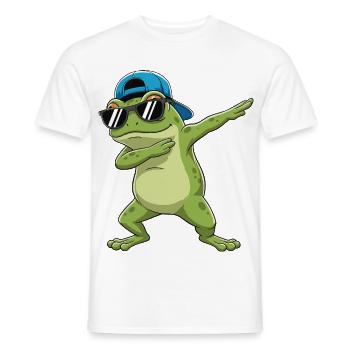 Cool Dabbing Frog Sunglasses Cartoon Art - Men's T-Shirt - white - Front - AI Model Male 178 dark (178cm)