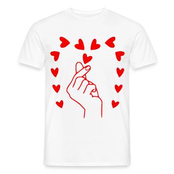 Finger Heart Love – Minimal Red Line Art Design - Men's T-Shirt - white - Front - AI Model Male 178 dark (178cm)
