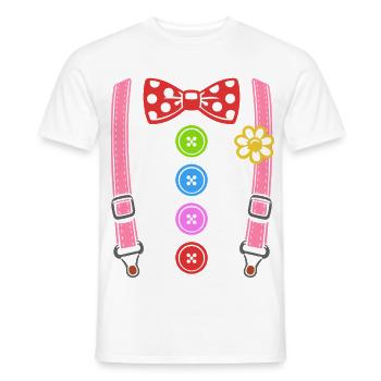 Buntes Clown Kostüm mit Hosenträgern - Männer T-Shirt - Weiß - Vorne - AI Model Male 178 dark (178cm)