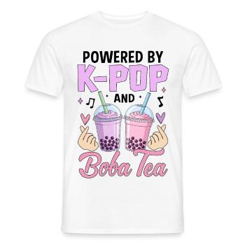 Powered By K Pop And Boba Tea - Men's T-Shirt - white - Front - AI Model Male 178 dark (178cm)
