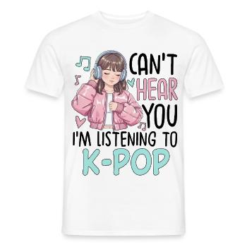 Je ne t’entends pas en écoutant de la K-Pop - T-shirt homme - blanc - Devant - AI Model Male 178 dark (178cm)