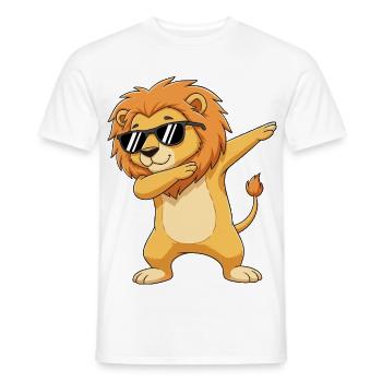 Cool Dabbing Lion Sunglasses Cartoon Art - Men's T-Shirt - white - Front - AI Model Male 178 dark (178cm)