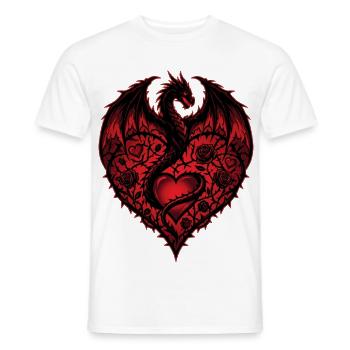 Herz Romantischer Drachenliebhaber Rosen Liebe - Männer T-Shirt - Weiß - Vorne - AI Model Male 178 dark (178cm)