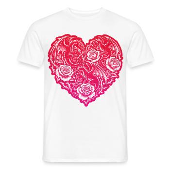 Heart Romantic Dragon Roses Love - Men's T-Shirt - white - Front - AI Model Male 178 dark (178cm)