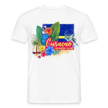 Curaçao Vintage Caribbean Souvenir with Turtle - Men's T-Shirt - white - Front - AI Model Male 178 dark (178cm)
