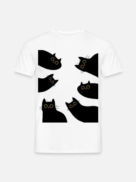 Katzen Katzenliebhaber Schwarze Katze - Männer T-Shirt - Weiß