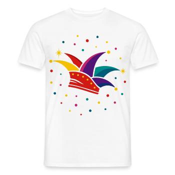 Narrenkappe mit Konfetti – Karneval & Fasching - Männer T-Shirt - Weiß - Vorne - AI Model Male 178 dark (178cm)