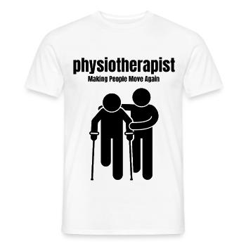 Physiotherapist – Making People Move Again - Men's T-Shirt - white - Front - AI Model Male 178 dark (178cm)