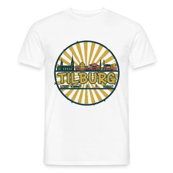 Tilburg City Skyline Retro Sunset Badge - Men's T-Shirt - white - Front - AI Model Male 178 dark (178cm)
