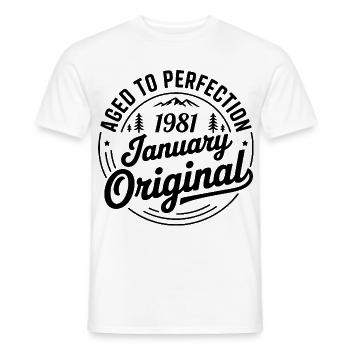 janvier 1981 – Légende des sommets et montagnes - T-shirt homme - blanc - Devant - AI Model Male 178 dark (178cm)
