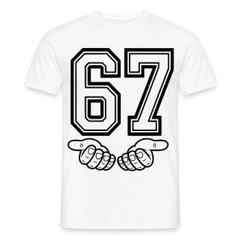 SIX SEVEN – 67 Number Memes in Retro Look - Men's T-Shirt - white - Front - AI Model Male 178 dark (178cm)