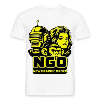 NGO Neon Pop Retro Portraits - Männer T-Shirt - Weiß - Vorne - AI Model Male 178 dark (178cm)