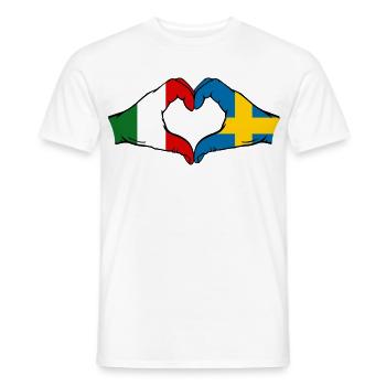 Italy Sweden Flag Hands Heart Shape - Men's T-Shirt - white - Front - AI Model Male 178 dark (178cm)