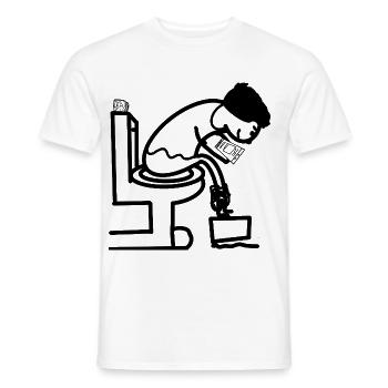Funny man on toilet toilet humor - Men's T-Shirt - white - Front - AI Model Male 178 dark (178cm)