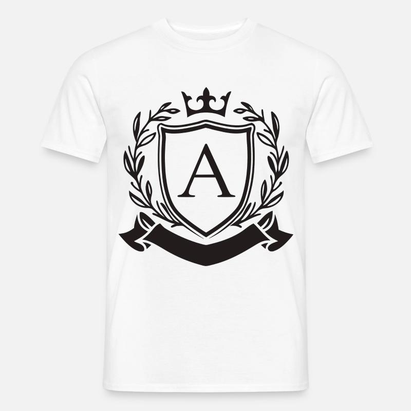 Adel Monogramm Wappen Krone Buchstabe A - Männer T-Shirt - Weiß