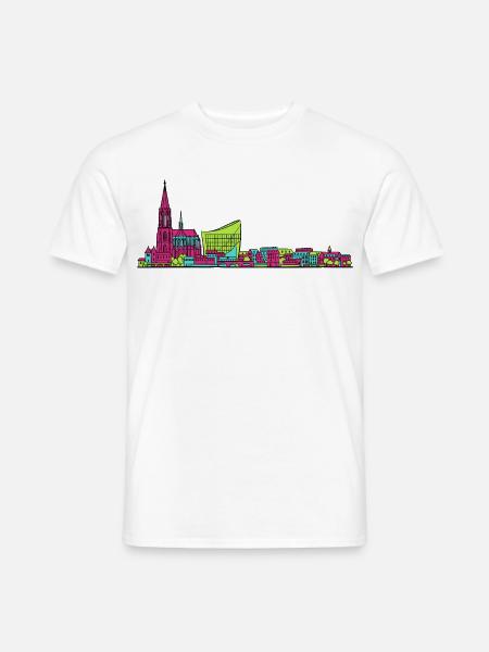 Straßburger Skyline Kathedrale Linienkunst - Männer T-Shirt - Weiß