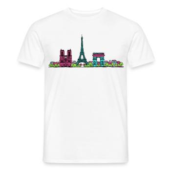 Paris City Skyline Eiffel Tower Modern Line Art - Men's T-Shirt - white - Front - AI Model Male 178 dark (178cm)