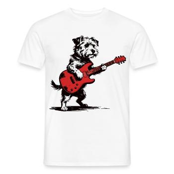 Yorkie Rocker: Vintage Hund mit Gitarre Design - Männer T-Shirt - Weiß - Vorne - AI Model Male 178 dark (178cm)