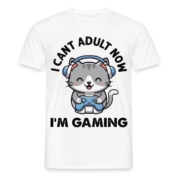 I cant Adult now I'm Gaming funny Gamer Cat - Männer T-Shirt - Weiß - Vorne - AI Model Male 178 dark (178cm)